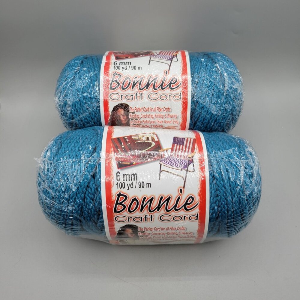 Bonnie Craft Cord Sapphire Bulky Heat Fusible 100 Yards Each 2 Skeins